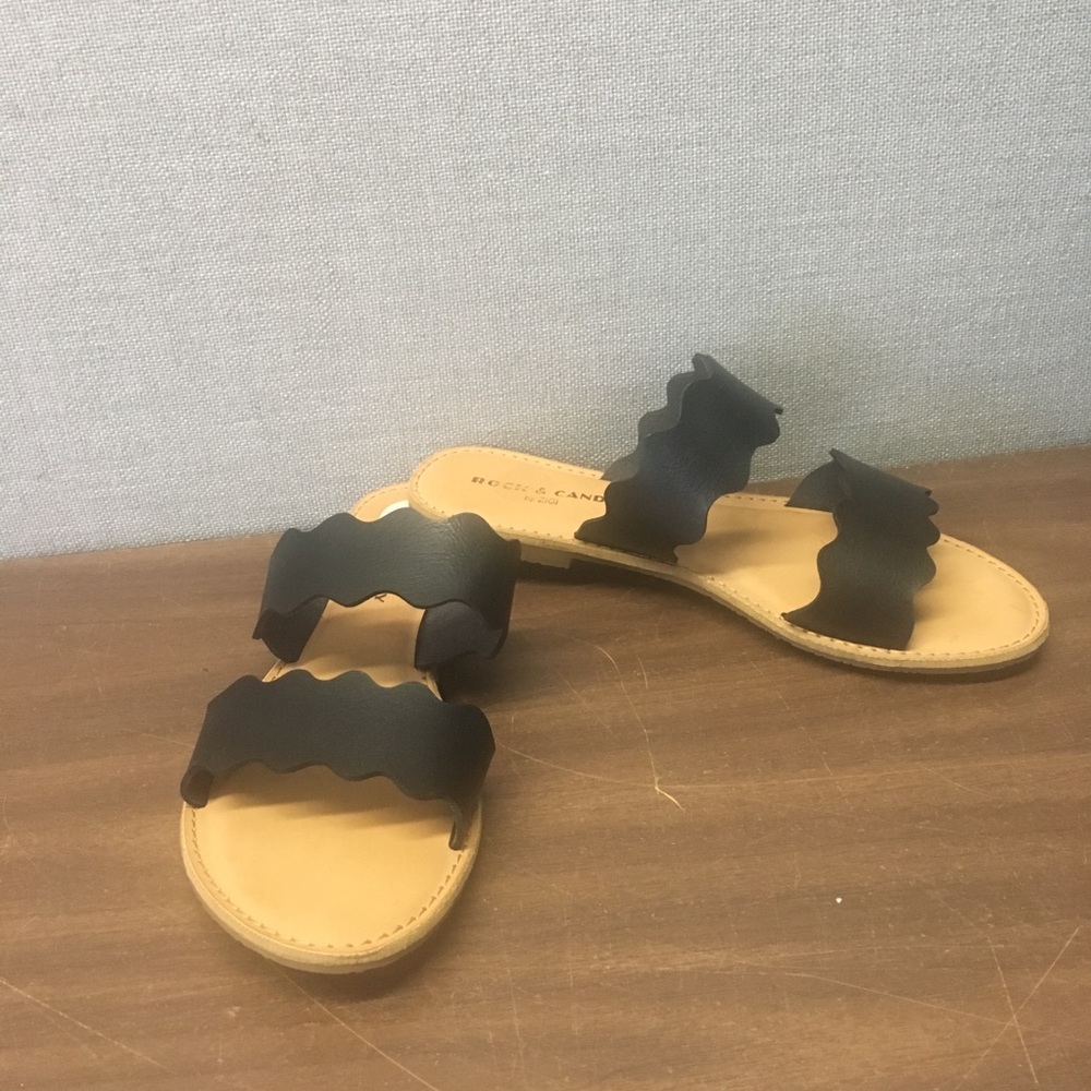 Rock and Candy Black Sandals with Two Straps